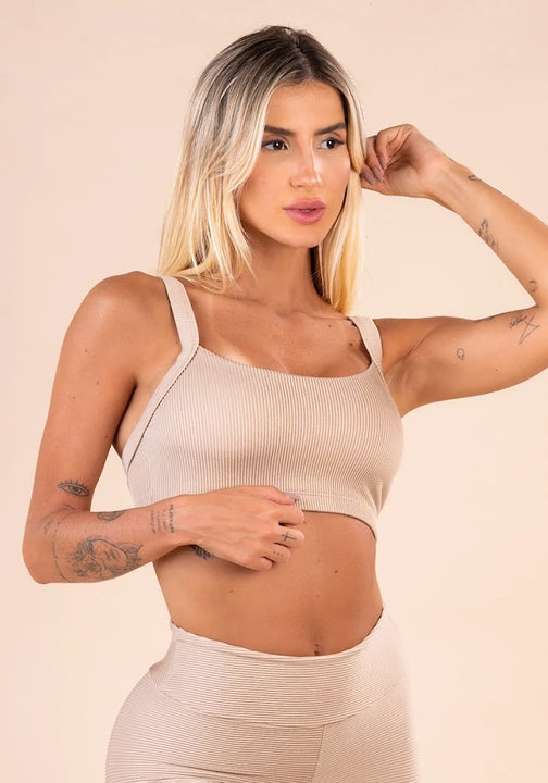 Beige Action Ribbed Top