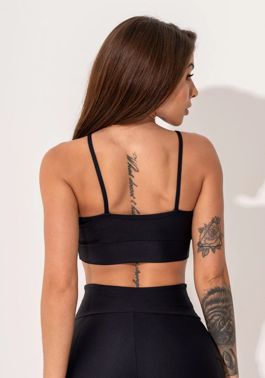 Black Intense Tulle Strap Top