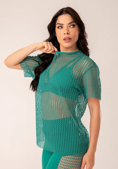 Green Harmony Mesh Blouse