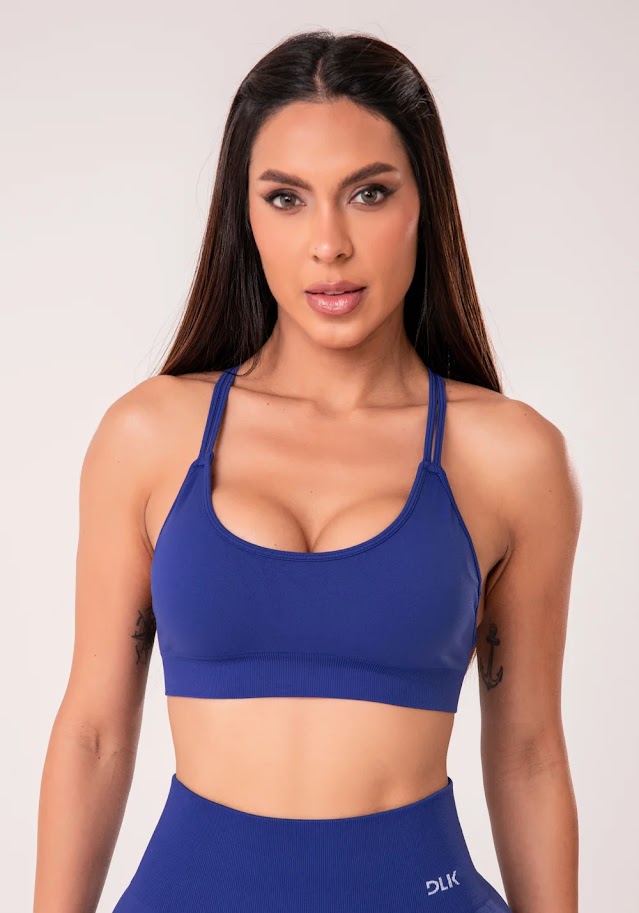 Navy Blue Ribbed Seamless Top