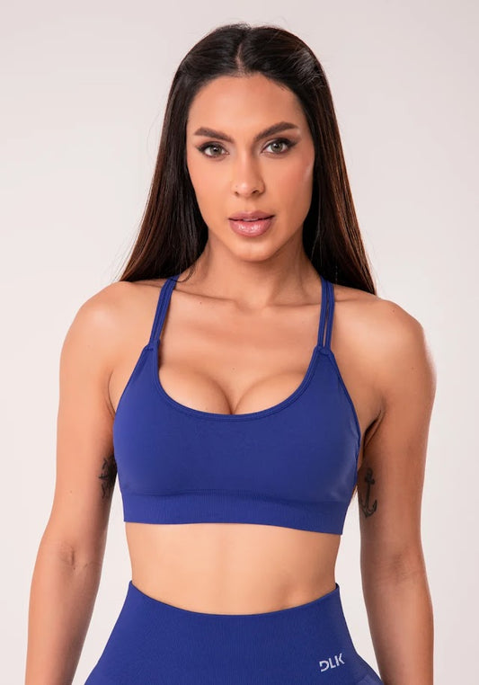 Navy Blue Ribbed Seamless Top