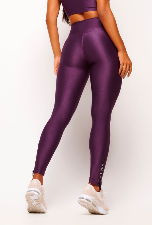 Grape Essence Zipper Leggings