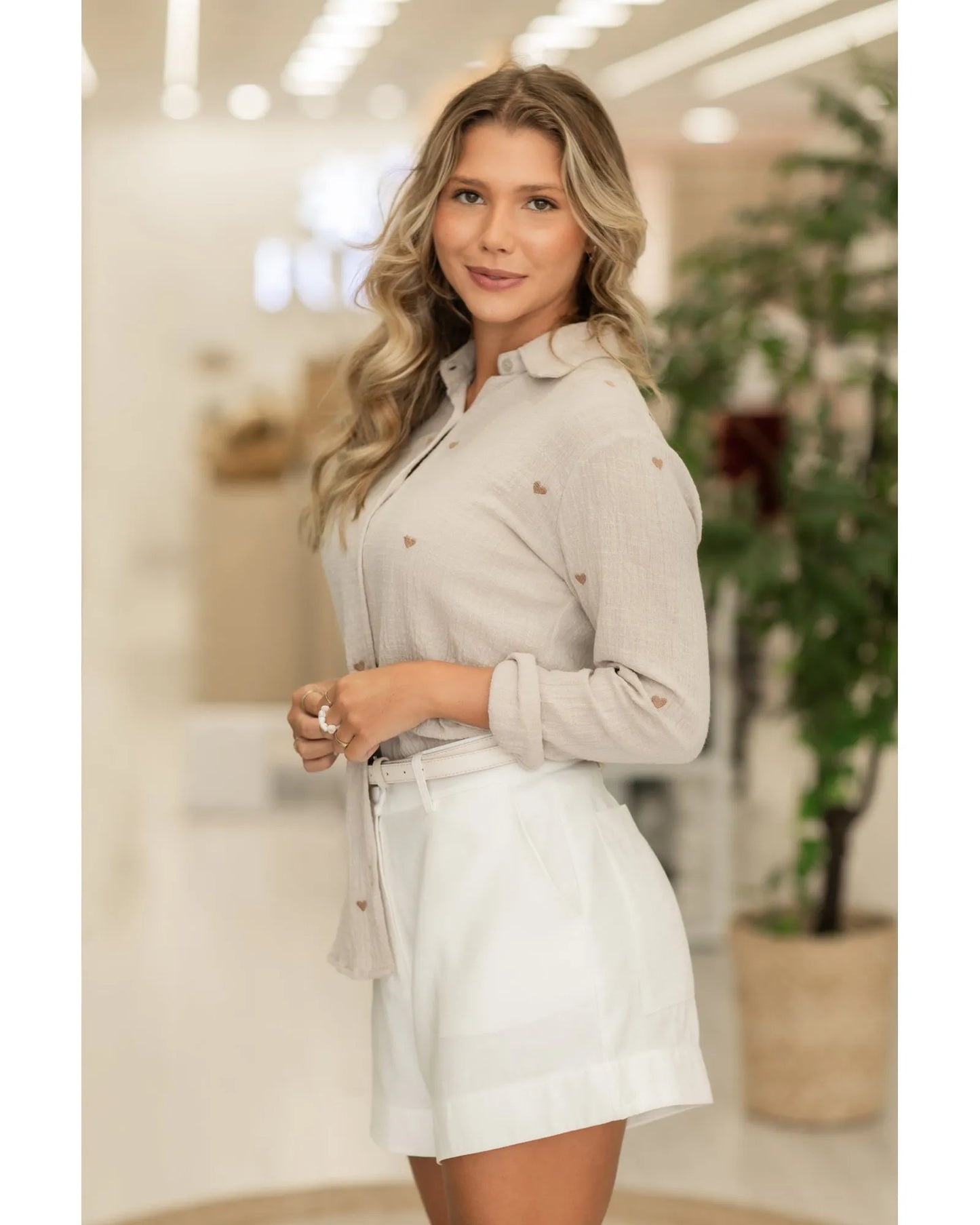 Beige Mini Hearts Shirt