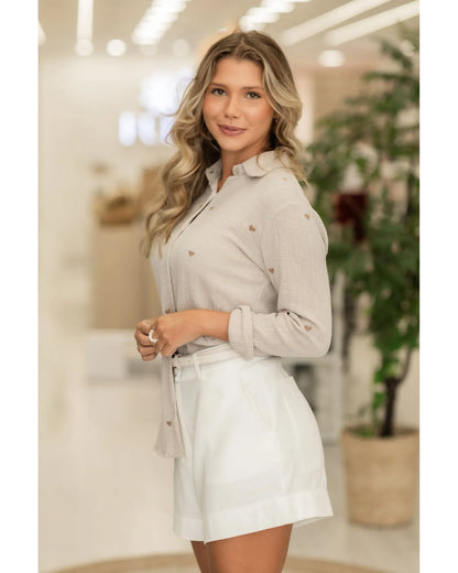Beige Mini Hearts Shirt