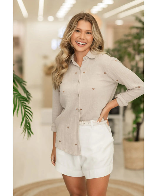 Beige Mini Hearts Shirt