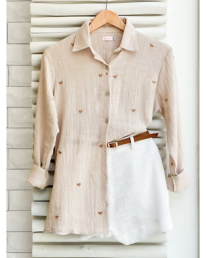 Beige Mini Hearts Shirt