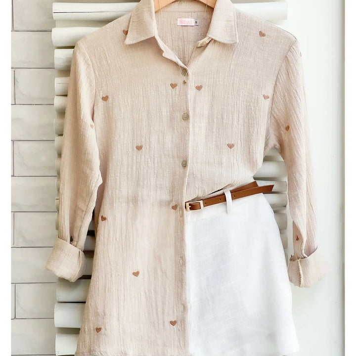 Beige Mini Hearts Shirt