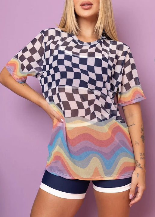 Tulle Blouse - Square Rainbow