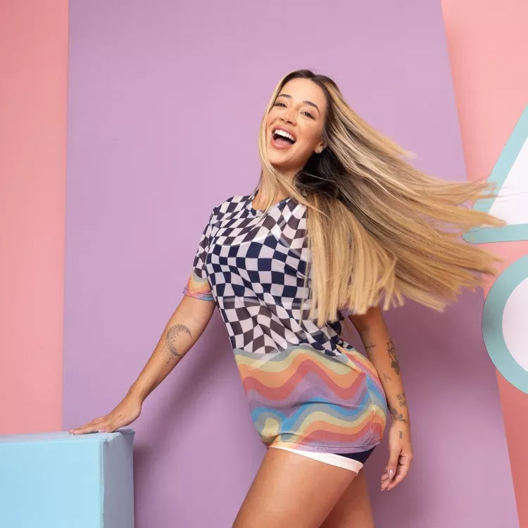 Square Rainbow Tulle Blouse
