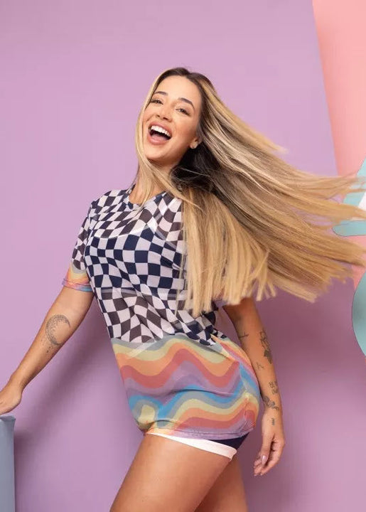 Tulle Blouse - Square Rainbow