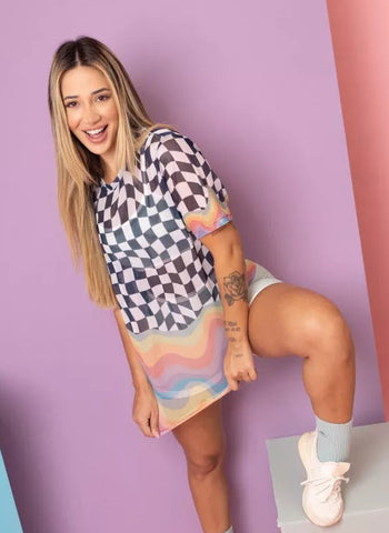 Tulle Blouse - Square Rainbow