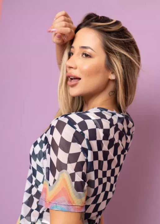 Tulle Blouse - Square Rainbow